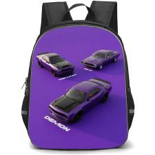 Dodge Challenger Backpack School Bag StudentPack - Dodge Challenger Demon Purple Muscle Car Poster