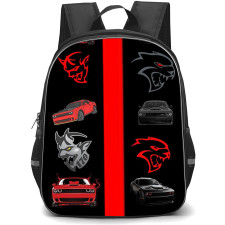 Dodge Challenger Hellcat Demon Backpack School Bag StudentPack - Dodge Challenger Hellcat Demon Iconic Badge On Black Background