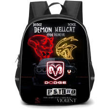 Dodge Challenger Hellcat Demon Backpack School Bag StudentPack - Dodge Challenger Hellcat Demon Neon Icon On Dark Background