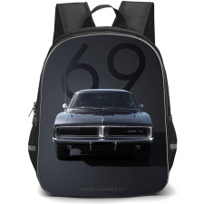 1969 Dodge Charger RT Backpack School Bag StudentPack - 1969 Dodge Charger RT On Dark Grey Background