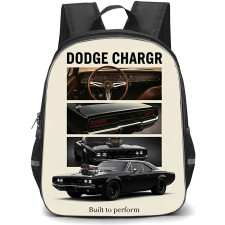 Dodge Charger Backpack School Bag StudentPack - Dodge Charger Classic Noir Retro Poster