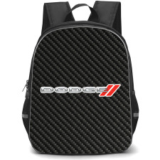 Dodge Backpack School Bag StudentPack - Dodge Logo On Traditional Black Charcoal Carbon Fiber Background