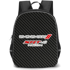 Dodge Neon SRT-4 Backpack School Bag StudentPack - Dodge Neon SRT-4 Logo On Traditional Black Charcoal Carbon Fiber Background