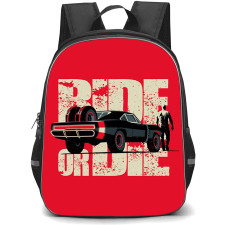 Dodge Backpack School Bag StudentPack - Dodge Ride Or Die Illustration Art On Red Background