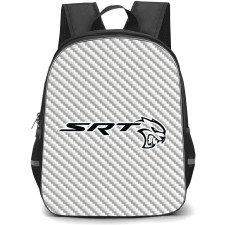 Dodge Charger SRT Hellcat Backpack School Bag StudentPack - Dodge Charger SRT Hellcat Logo On Silver Carbon Fiber Background