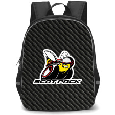 Dodge Challenger Scat Pack Backpack School Bag StudentPack - Dodge Challenger Scat Pack Logo On Traditional Black Charcoal Carbon Fiber Background