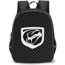 Dodge Viper Backpack School Bag StudentPack - Dodge Viper Logo On Traditional Black Charcoal Carbon Fiber Background