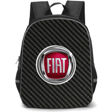 Fiat Backpack School Bag StudentPack - Fiat Logo On Traditional Black Charcoal Carbon Fiber Background