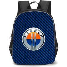 Fisker Backpack School Bag StudentPack - Fisker Logo On Blue Carbon Fiber Background