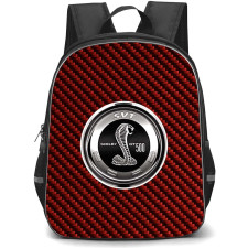 Ford Mustang Shelby GT500 Backpack School Bag StudentPack - Ford Mustang Shelby GT500 Logo On Red Carbon Fiber Background