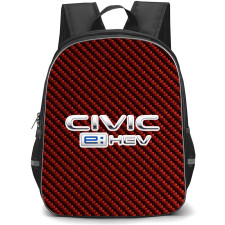 Honda Civic e:HEV Backpack School Bag StudentPack - Honda Civic e:HEV Logo On Red Carbon Fiber Background