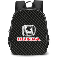 Honda Backpack School Bag StudentPack - Honda Logo On Traditional Black Charcoal Carbon Fiber Background