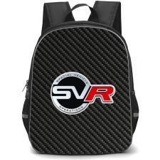 Jaguar F-Pace SVR Backpack School Bag StudentPack - Jaguar F-Pace SVR Logo On Traditional Black Charcoal Carbon Fiber Background