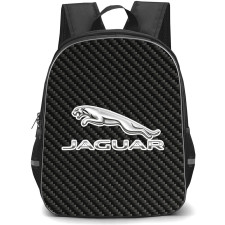 Jaguar Backpack School Bag StudentPack - Jaguar Logo On Traditional Black Charcoal Carbon Fiber Background