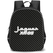 Jaguar XKSS Backpack School Bag StudentPack - Jaguar XKSS Logo On Traditional Black Charcoal Carbon Fiber Background