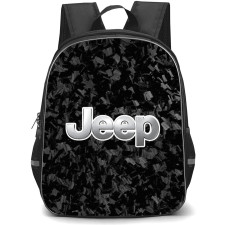 Jeep Backpack School Bag StudentPack - Jeep Logo On Forged Carbon Fiber Background