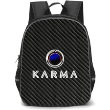 Karma Backpack School Bag StudentPack - Karma Logo On Traditional Black Charcoal Carbon Fiber Background