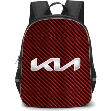 Kia Backpack School Bag StudentPack - Kia Logo On Red Carbon Fiber Background