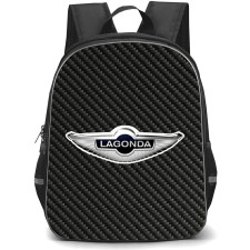 Lagonda Backpack School Bag StudentPack - Lagonda Logo On Traditional Black Charcoal Carbon Fiber Background