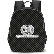 Lamborghini Diablo SE30 Backpack School Bag StudentPack - Lamborghini Diablo SE30 Logo On Traditional Black Charcoal Carbon Fiber Background