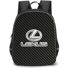 Lexus Backpack School Bag StudentPack - Lexus Logo On Traditional Black CharcoalCarbon Fiber Background