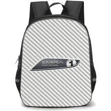 Lotus Emira First Edition Backpack School Bag StudentPack - Lotus Emira First Edition Logo On Silver Gray Carbon Fiber Background