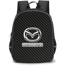 Mazda Backpack School Bag StudentPack - Mazda Logo On Traditional Black Charcoal Carbon Fiber Background