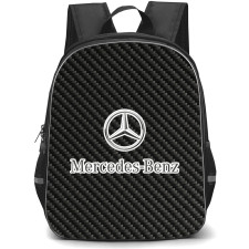 Mercedes-Benz Backpack School Bag StudentPack - Mercedes-Benz Logo On Traditional Black Charcoal Carbon Fiber Background