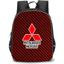 Mitsubishi Backpack School Bag StudentPack - Mitsubishi Logo On Red Carbon Fiber Background