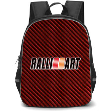 Mitsubishi Ralliart Lancer Backpack School Bag StudentPack - Mitsubishi Ralliart Lancer Logo On Red Carbon Fiber Background