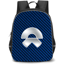 NIO Backpack School Bag StudentPack - NIO Logo On Traditional Black CharcoalCarbon Fiber Background