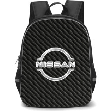 Nissan Backpack School Bag StudentPack - Nissan Logo On Traditional Black Charcoal Carbon Fiber Background