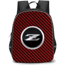 Nissan Z Backpack School Bag StudentPack - Nissan Z Logo On Red Carbon Fiber Background