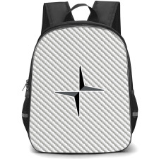 Polestar Backpack School Bag StudentPack - Polestar Logo On Silver Gray Carbon Fiber Background