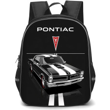Pontiac Backpack School Bag StudentPack - 1965 Pontiac GTO Illustration Art On White Stripe Black Background