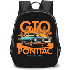 Pontiac Backpack School Bag StudentPack - Pontiac GTO Custom Classic Illustration Art On Black Background