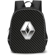 Renault Backpack School Bag StudentPack - Renault Logo On Traditional Black Charcoal Carbon Fiber Background