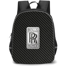 Rolls-Royce Backpack School Bag StudentPack - Rolls-Royce Logo On Traditional Black Charcoal Carbon Fiber Background