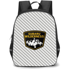 Subaru Crosstrek Wilderness Backpack School Bag StudentPack - Subaru Crosstrek Wilderness Logo On Silver Gray Carbon Fiber Background