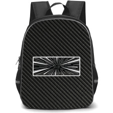 Tesla Model 3 Performance Backpack School Bag StudentPack - Tesla Model 3 Performance Logo On Traditional Black Charcoal Carbon Fiber Background