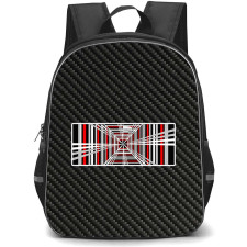 Tesla Model S Plaid Backpack School Bag StudentPack - Tesla Model S Plaid Logo On Traditional Black Charcoal Carbon Fiber Background