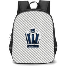 Toyota Crown Backpack School Bag StudentPack - Toyota Crown Logo On Silver Gray Carbon Fiber Background