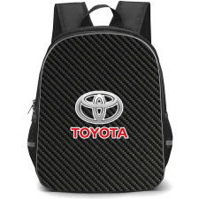 Toyota Backpack School Bag StudentPack - Toyota Logo On Traditional Black Charcoal Carbon Fiber Background