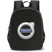 Volvo Backpack School Bag StudentPack - Volvo Logo On Traditional Black Charcoal Carbon Fiber Background