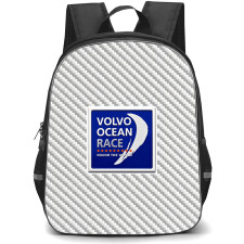 Volvo V90 Ocean Race Edition Backpack School Bag StudentPack - Volvo V90 Ocean Race Edition Logo On Silver Gray Carbon Fiber Background