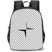 Volvo S60 Polestar Engineered Backpack School Bag StudentPack - Volvo S60 Polestar Engineered Logo On Silver Gray Carbon Fiber Background