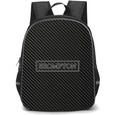 Brompton Backpack School Bag StudentPack - Brompton Bike Brand Logo On Carbon Fiber Background