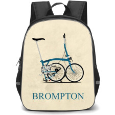 Brompton Backpack School Bag StudentPack - Brompton Retro Fold Bicycle Poster
