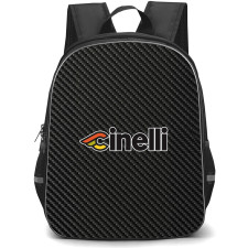 Cinelli Backpack School Bag StudentPack - Cinelli Bike Brand Logo On Carbon Fiber Background