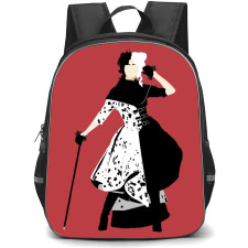 Cruella Backpack StudentPack - Cruella Movie Cruella De Vil Standing Minimalist Art Red Background